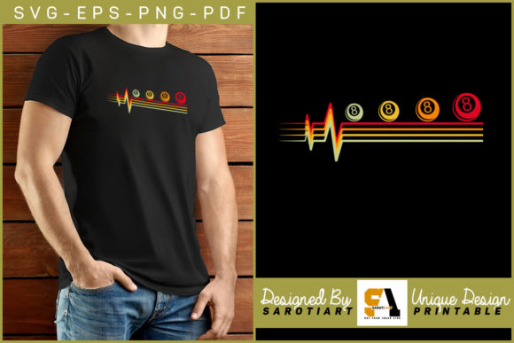 Billiard Vintage Heartbeat Retro Design for Crafts and Graphics