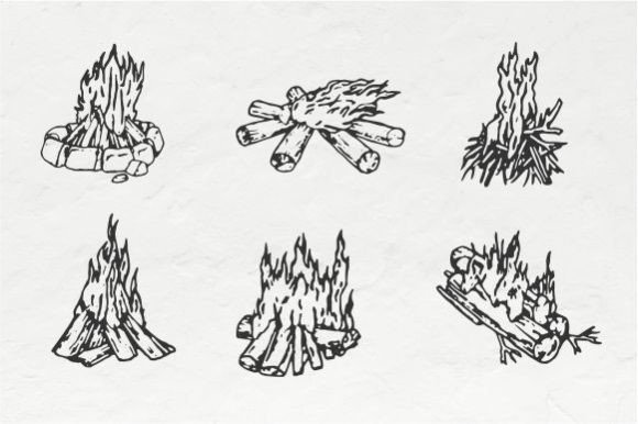 Campfire Vintage Illustration Vector Graphics