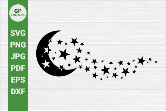 Crescent Moon and Stars SVG for Branding and Packaging
