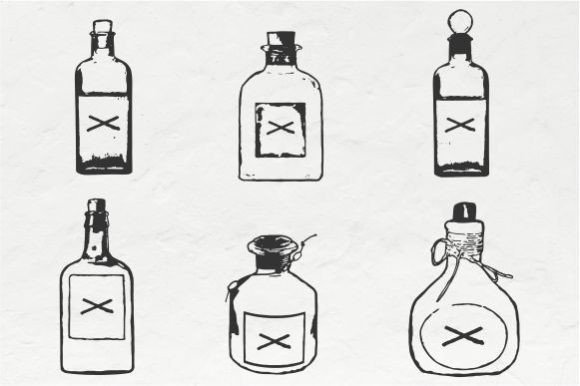 Halloween Poison Bottle Vintage Vector Graphics