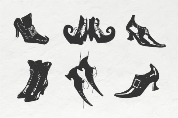 Halloween Witch Shoes Vintage Vector Graphics