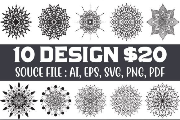 Mandala Pattern Design Bundle for Graphics and Coloring Pages