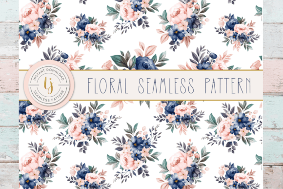 Pink and Navy Floral Graphics for Modern Branding