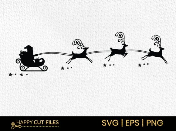 Santa Claus Riding a Sleigh RainDeer Svg for Crafts and Graphics