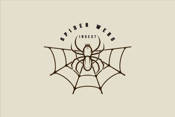 Spider Webs Logo Line Art Vintage Design