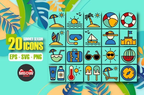 Summer Season Icon Set Graphics for Polished Content