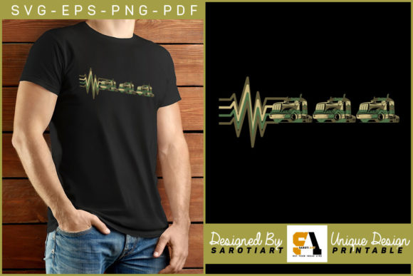 Truck Driver Heartbeat Sublimation Shirt Graphics for Crafts