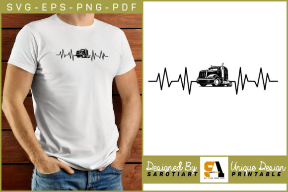 Truck Driver Heartbeat Vector Design for Crafts and Graphics